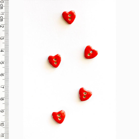 Tiny Red Heart Buttons | 5 ct