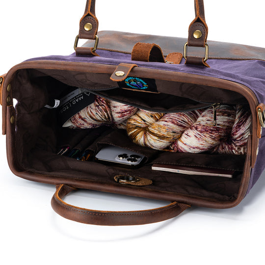  Maker's Canvas Satchel | Purple by della Q sold by Lift Bridge Yarns