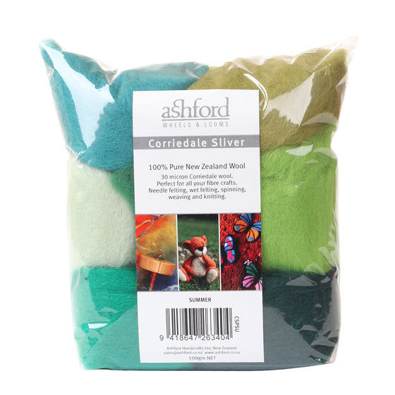  Corriedale Sliver | 7 Color Pack by Ashford Handicrafts Ltd sold by Lift Bridge Yarns