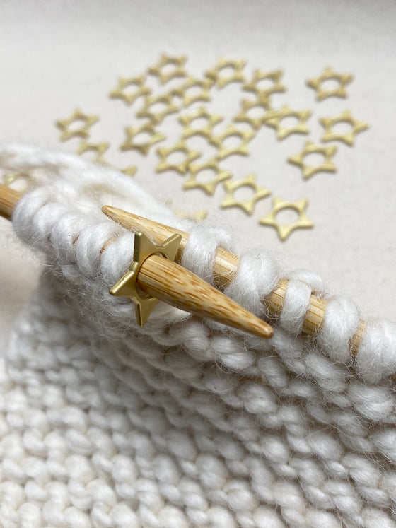 Gold Star Stitch Markers by Allstitch Studio sold by Lift Bridge Yarns