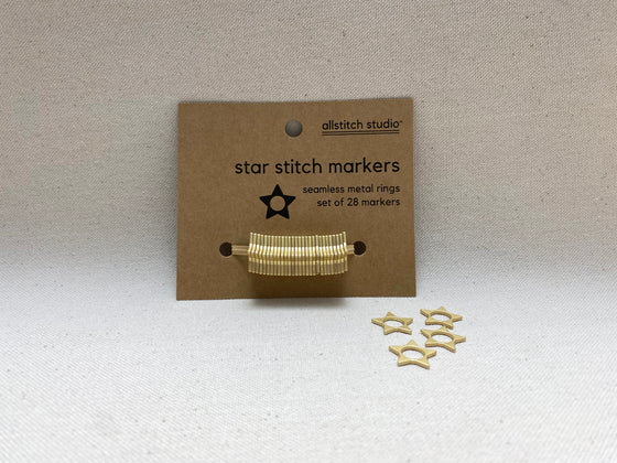 Gold Star Stitch Markers by Allstitch Studio sold by Lift Bridge Yarns