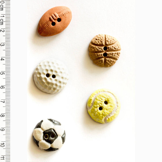 Handmade Sports Buttons | 5 ct