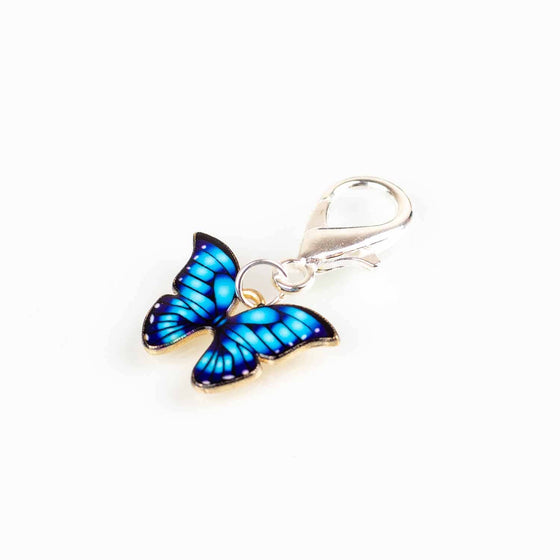  Blue Butterfly Clip Crochet Stitch Marker by Twice Sheared Sheep sold by Lift Bridge Yarns