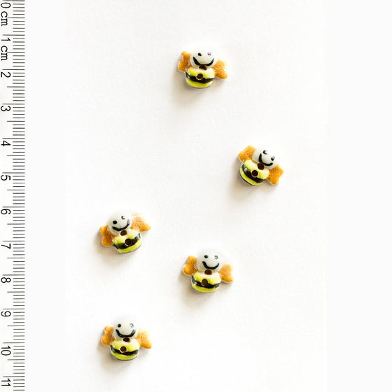 Tiny Smiling Bee Buttons | 5 ct